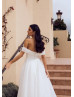 Off Shoulder White Organza High Split Classic Wedding Dress